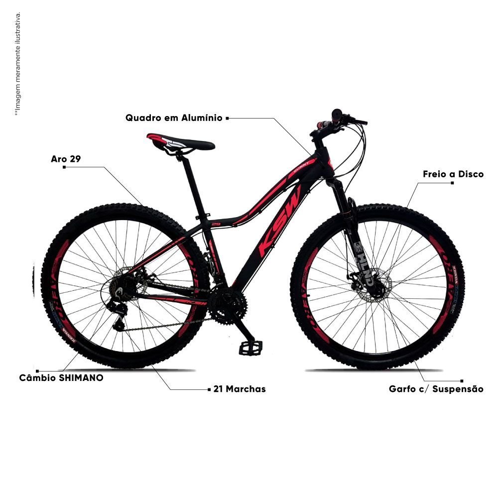 Bicicleta Full Impact Aro 29 Quadro 19 Suspensao 21 Marchas Freio