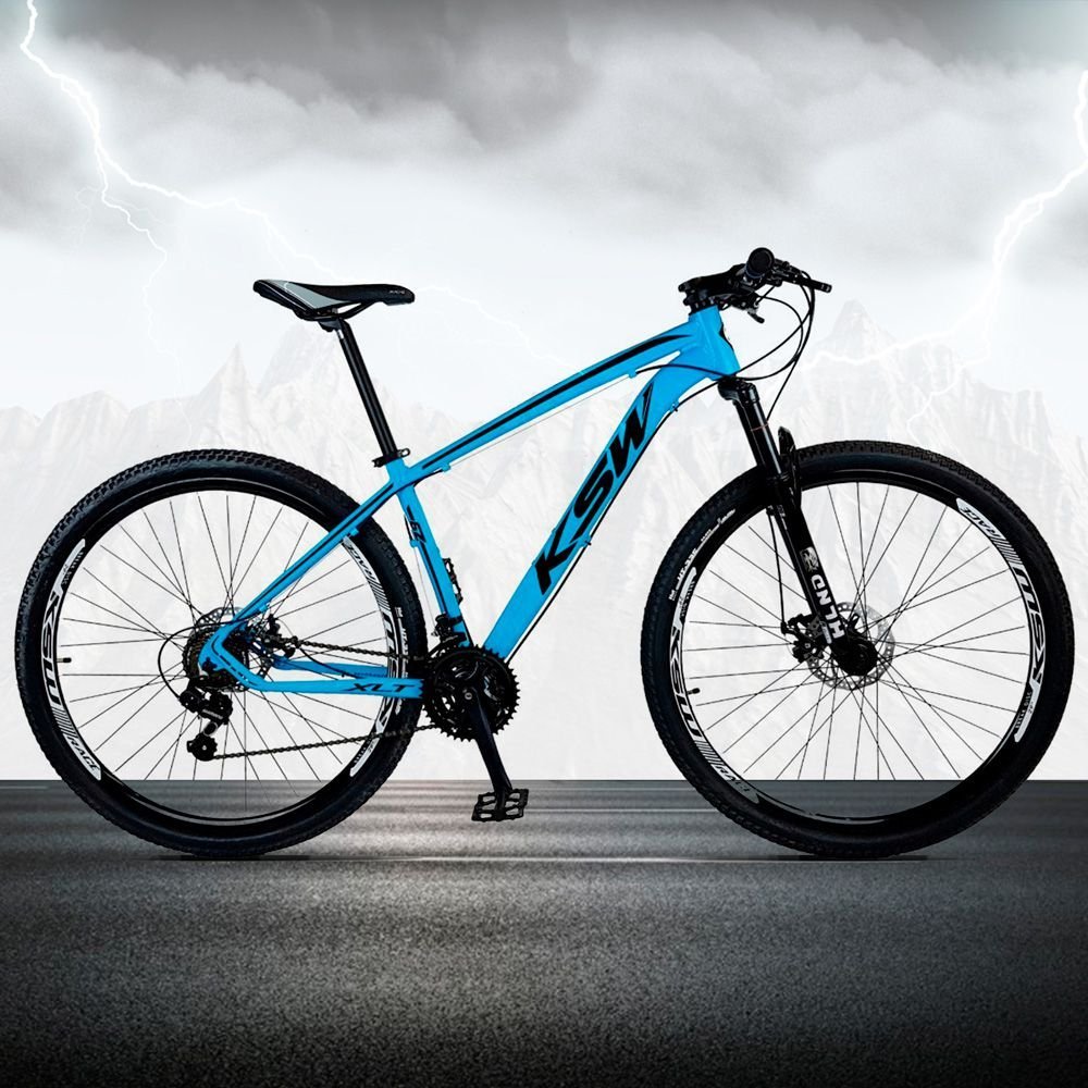 Bicicleta Xlt Aro 29 Quadro 15 Suspensao 21 Marchas Freio A Disco Aluminio Azul Preto Ksw Colombo
