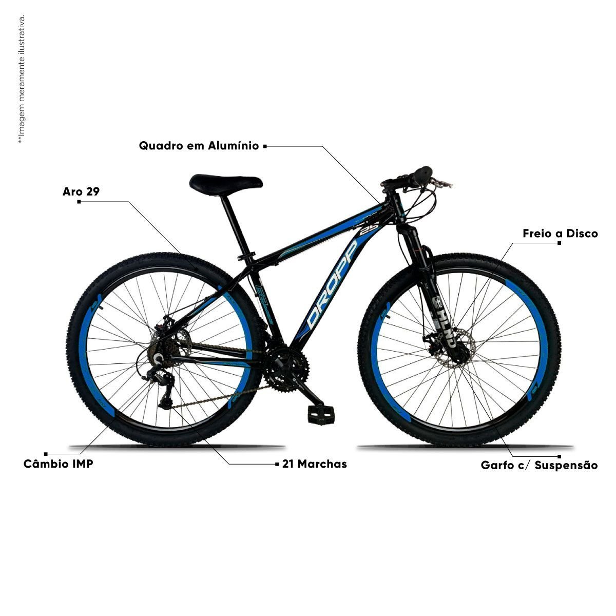 Bicicleta Aro 29 Quadro 21 A Freio Disco Mecanico 21 Marchas