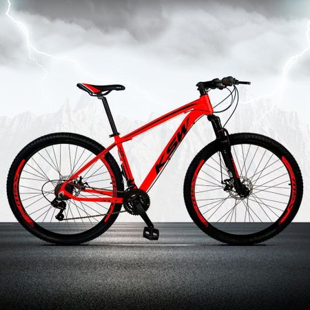 Bicicleta Xlt Aro 29 Quadro 19 Suspensao 21 Marchas Freio A Disco Aluminio Vermelho Preto Ksw Colombo