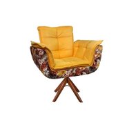Poltrona Pérola Plus Floral Base Giratória Madeira