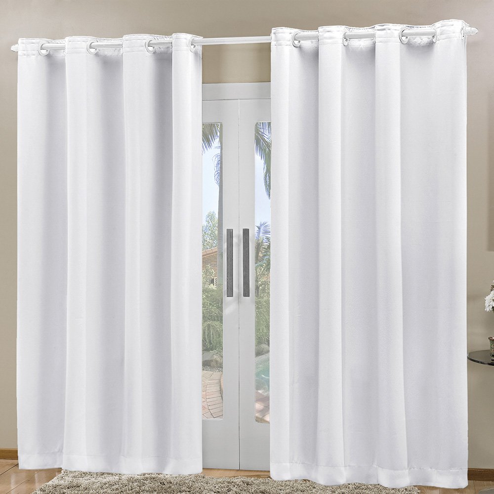 cortina sala quarto 2x1 60m blackout blecaute em tecido lisa branco