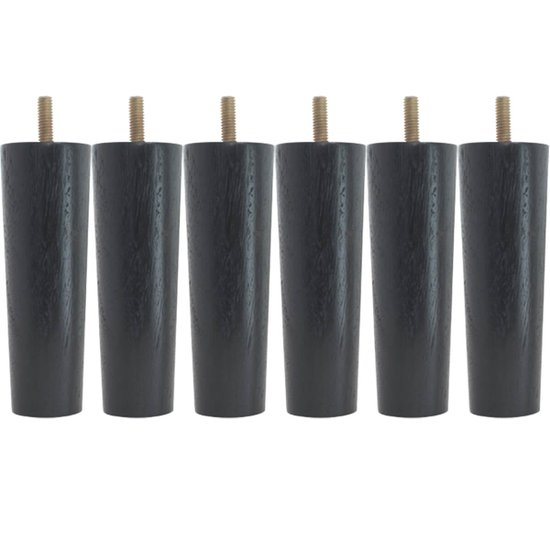Kit 6 Pés Para Cama Box Solteiro Pé Para Moveis 13cm Preto