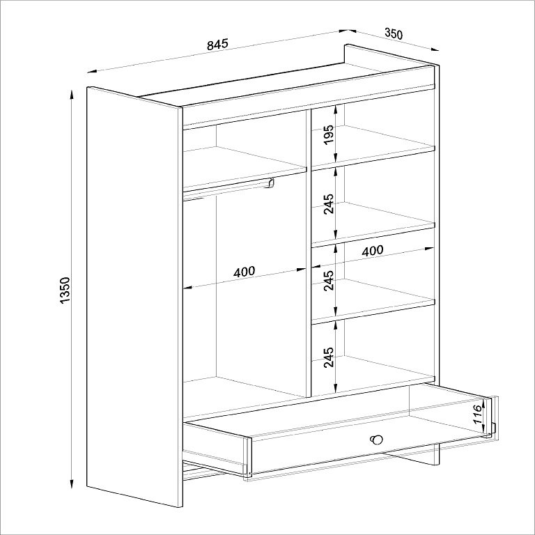 Armario Guarda Roupa Suspenso Com Gaveta 5 Nichos Kd1695 Branco Colombo