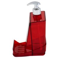 Dispenser Detergente Translúcido 500ml Porta Esponja Desmontável - Vermelho