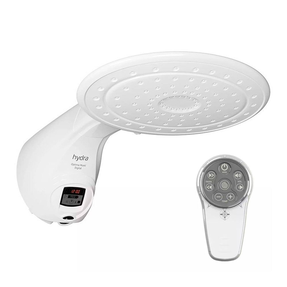 Chuveiro Hydra Optima Music Turbo Digital Branco, com Controle Remoto