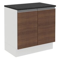 Balcão Armário de Cozinha 100% MDF 80 cm 2 Portas Branco/Rustic Acordes Madesa
