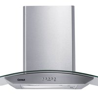 Coifa de Parede Consul 60 cm Inox 4 bocas com design em vidro e aviso lavar filtro