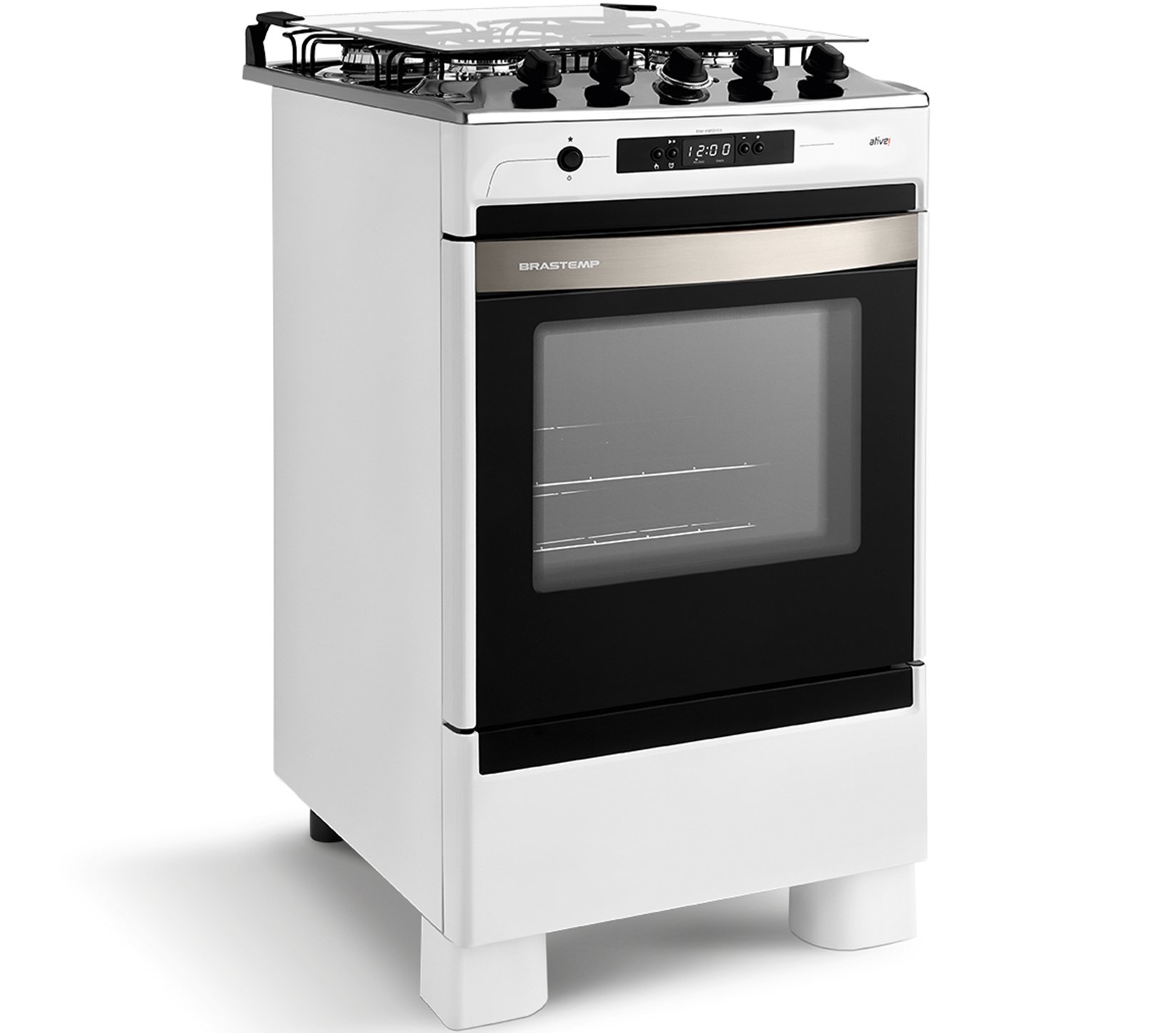 Fogão Brastemp 4 bocas Branco com grill e timer digital - Colombo