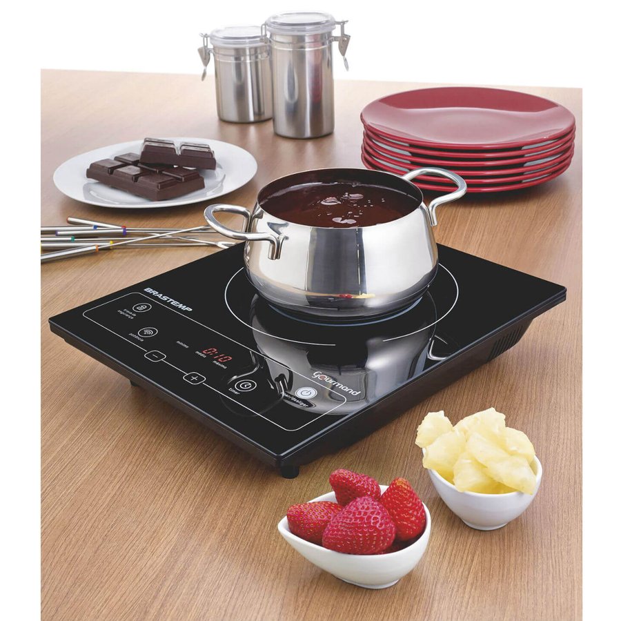 Cooktop 1 boca de indução Brastemp Gourmand portátil com timer touch