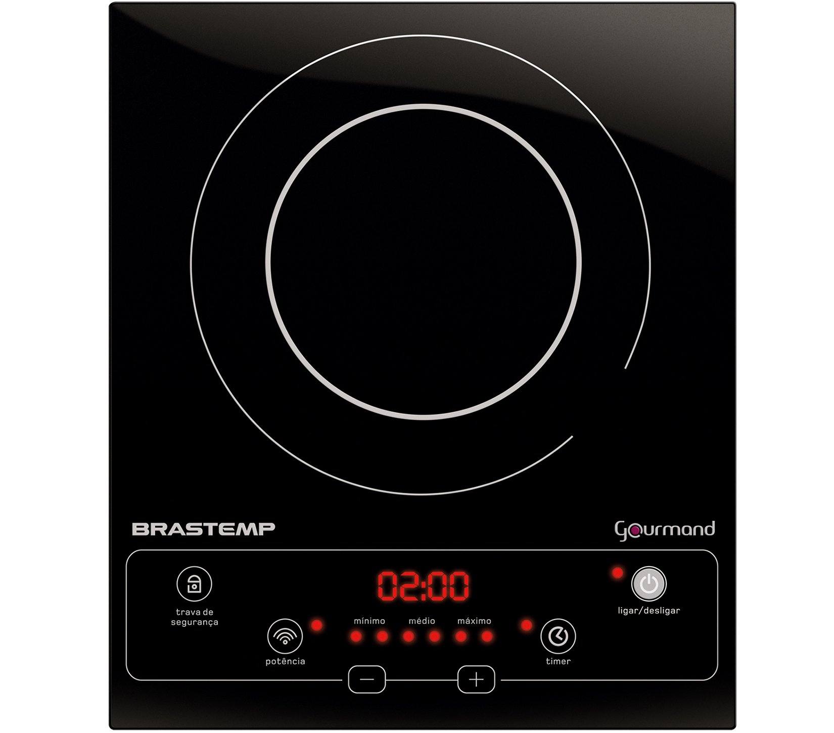 Cooktop 1 boca de indução Brastemp Gourmand portátil com timer touch