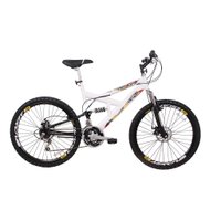 Bicicleta Aro 26 18V Full Suspention Duplo Freio a Disco MAX Branca