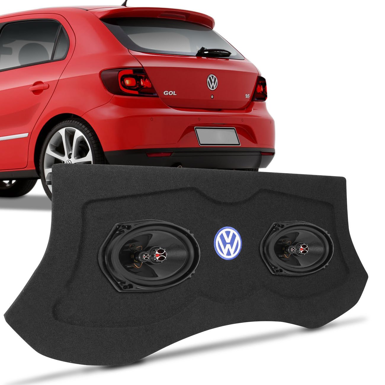 Kit Som Alto Falante 6x9 Polegadas 100W RMS Tampão Porta Malas VW Gol