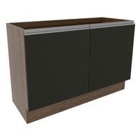 Balcão Gabinete de Pia Armário de Cozinha 120 cm 2 Portas Rustic/Preto Glamy Madesa