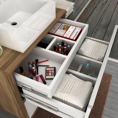 Gabinete para Banheiro Cuba e Armário com Espelho Firenze 90