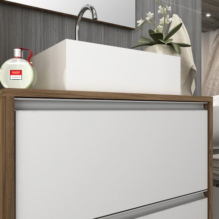 Gabinete para Banheiro Cuba e Armário com Espelho Firenze 90