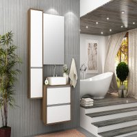 Gabinete para Banheiro Cuba e Armário com Espelho Firenze 90