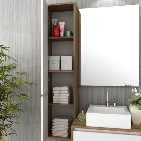 Gabinete para Banheiro Cuba e Armário com Espelho Firenze 90