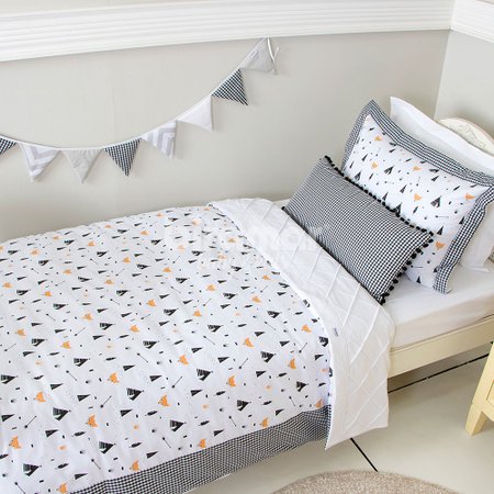 Edredom Solteiro Kids Dupla Face E Duvet Fox Preto Colombo
