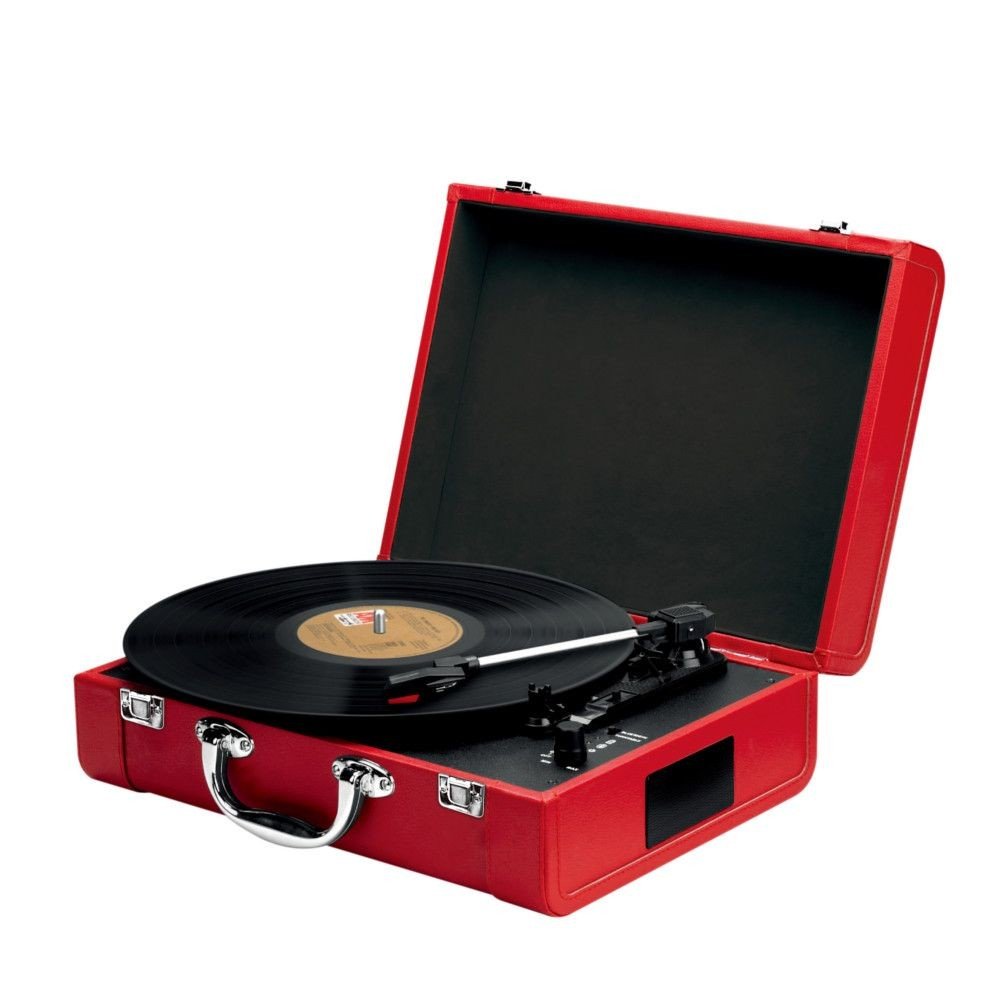 Toca Discos Nostalgic Disco Goldship Bateria Interna/Bluetooth Vermelho