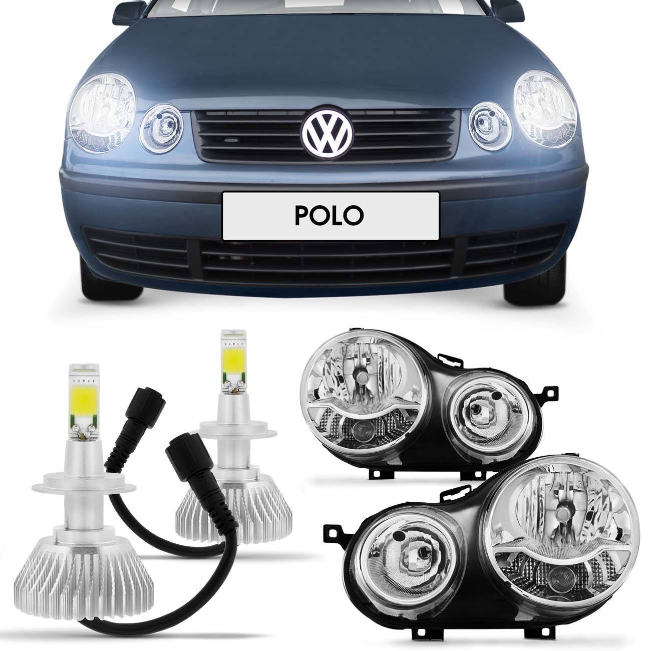 Par Farol Polo Hatch Sedan 2003 2004 2005 2006 Foco Duplo mais Par Par Farol Polo Hatch Sedan 2003 2004 2005 2006 Foco Duplo mais Par