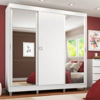 Guarda-Roupa Casal Madesa Napoli 3 Portas de Correr 2 Portas com Espelho com Pés