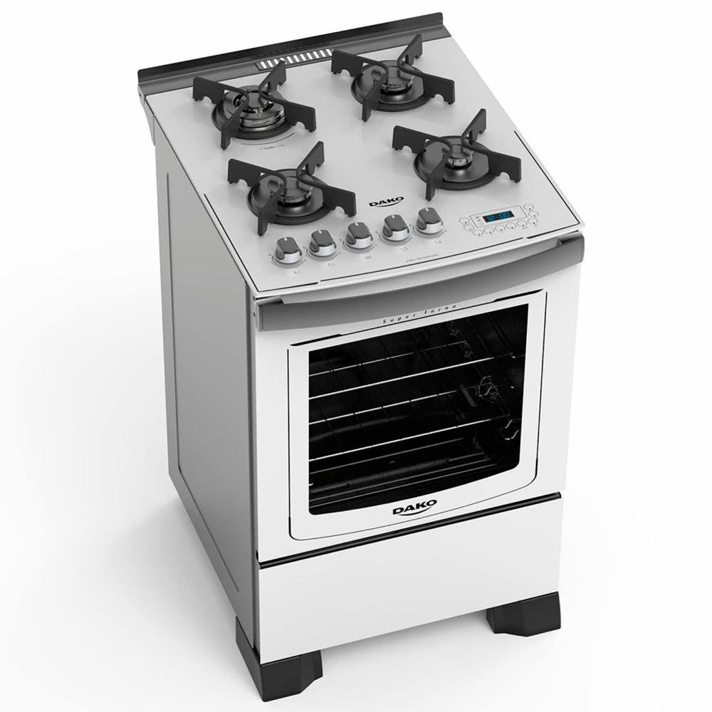 Fogão 4 Bocas Dako Acendimento Automático Glass Grill com Mesa de Vidro