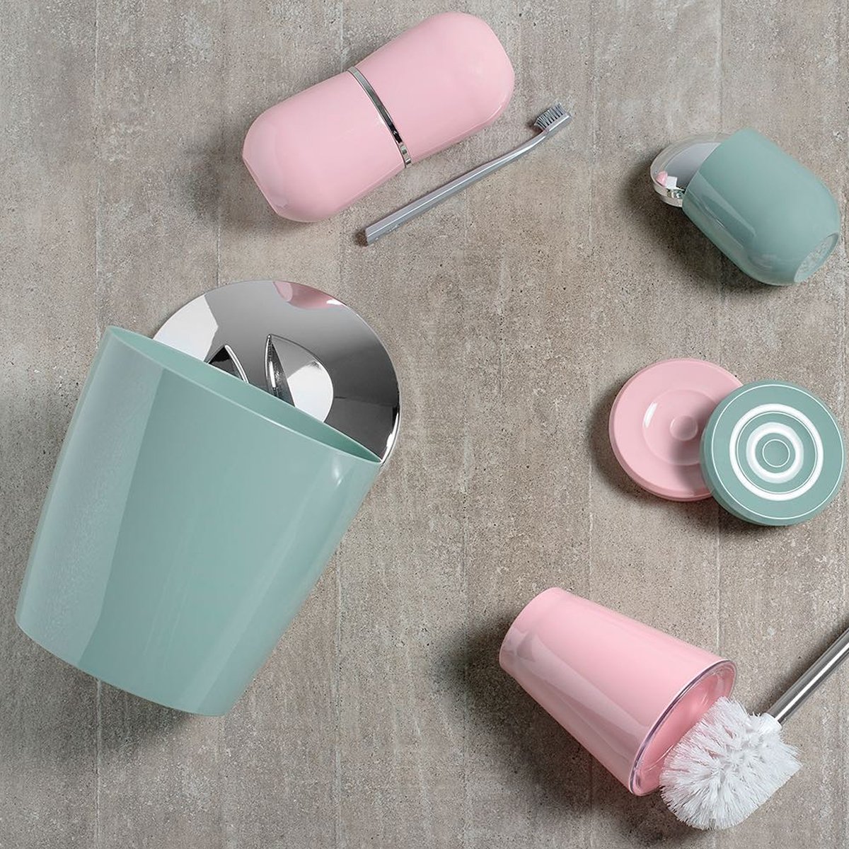 Suporte Porta Escova Creme Dental De Tampa Bancada Banheiro Rosa