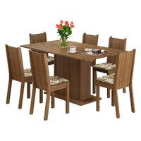 Conjunto Sala de Jantar Madesa Megan Mesa Tampo de Madeira com 6 Cadeiras