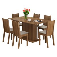 Conjunto Sala de Jantar Madesa Megan Mesa Tampo de Madeira com 6 Cadeiras