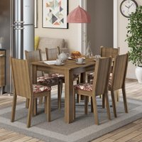 Conjunto Sala de Jantar Madesa Maris Mesa Tampo de Madeira com 6 Cadeiras