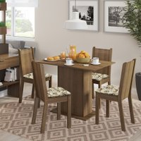 Conjunto Sala de Jantar Madesa Mesa Tampo de Madeira com 4 Cadeiras - Lexy