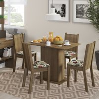 Conjunto Sala de Jantar Lexy Madesa Mesa Tampo de Madeira com 4 Cadeiras Bege Marrom