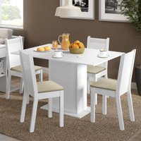 Conjunto Sala de Jantar Lexy Madesa Mesa Tampo de Madeira com 4 Cadeiras Bege Marrom
