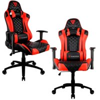 Kit 02 Cadeiras Gamer Office Giratória com Elevação a Gás TGC12 Preto Vermelho - ThunderX3