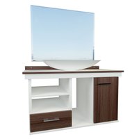 Gabinete Para Banheiro Tsuki Com Espelho e Cuba - Premium Gabinetes