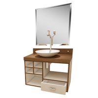 Gabinete Para Banheiro Kaji Com Espelho e Cuba - Premium Gabinetes