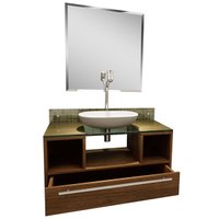 Gabinete Para Banheiro Taiyo, C/ Espelho e Cuba - Premium Gabinetes