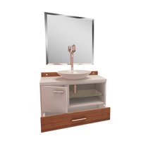 Gabinete Para Banheiro Kuki Com Espelho e Cuba - Premium Gabinetes