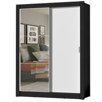 Guarda-Roupa Solteiro Madesa Dallas Plus 2 Portas de Correr com Espelho 4 Gavetas