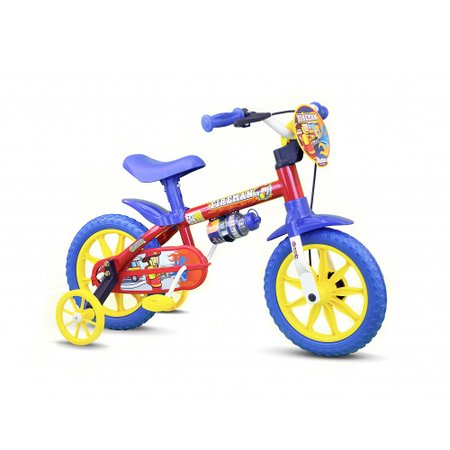 Bicicleta Infantil Aro 12 Fireman - Nathor Azul/Vermelha