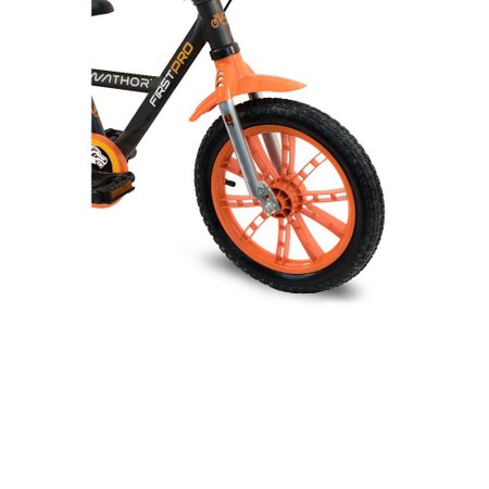Bicicleta Infantil First Pro Masculina Aro 14 Alumínio - Nathor Laranja/Preta