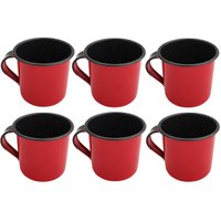 Jogo 6 Xícaras Café Caneca Esmaltada 400ml Caneca de Agata Vermelho