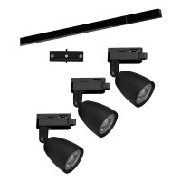 Trilho com 3 Spots Led Taschibra Direct 6W Bivolt Preto 3000K Luz Amarela