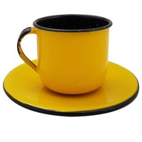 Xicara Colorida Com Pires Para Chá Café 180ml Amarelo
