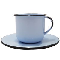 Xicara Colorida Com Pires Para Chá Café 180ml Azul Claro