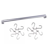 Suporte Barra 40cm Aço Inox E 12 Ganchos Em Aço Cromado