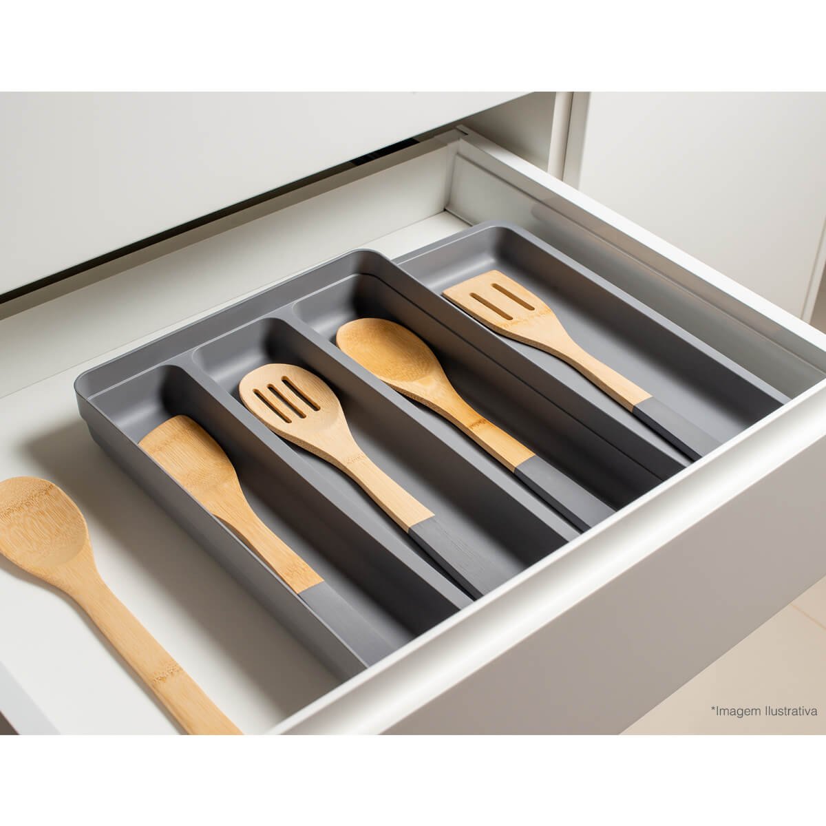 Organizador Suporte Extensível Porta Talheres Cozinha Gaveta Branco Colombo 0710