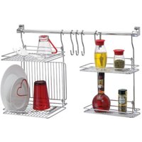 Kit Cozinha Barra Escorredor De Louças Prateleira Condimentos