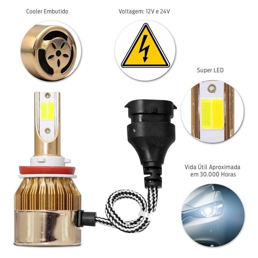 Kit Lâmpada Super Led Dual Color H11 Super Branca 6000K Amarela 4500k